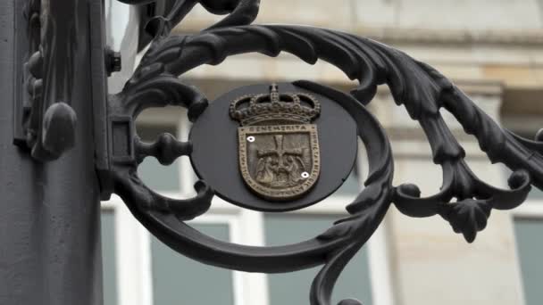 Spain Oviedo July 2022 Shield Coat Arms Capital Province Asturias — стоковое видео