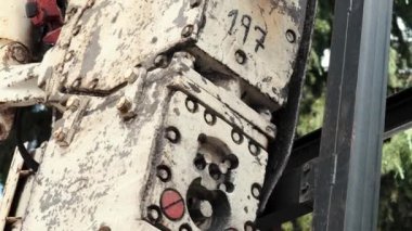Engineering industrial mechanism close-up. Heavy industry gear
