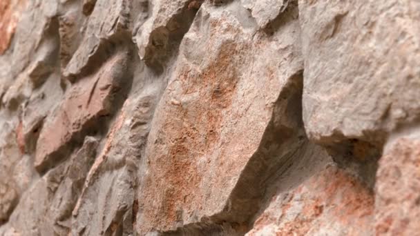 Stone Wall Rough Texture Grungy Rusty Brown Surface Close — Video