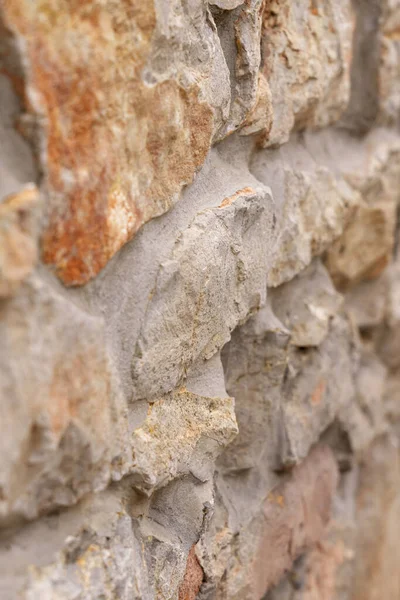 Old Rough Stone Wall Weathered Abstract Cracked Texture Closeup Selective — ストック写真