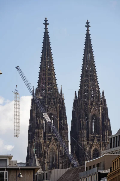 Colonia Germania Ottobre 2021 Rimozione Del Ponteggio Nella Cattedrale Colonia — Foto Stock