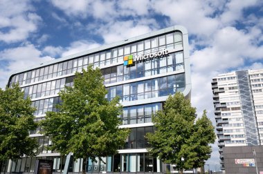 Cologne, Germany July 31, 2022: second-largest Microsoft Germany office in cologne's rheinauhafen harbor