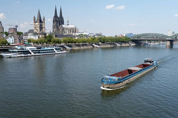 Cologne Germany August 2022 Unloaded Cargo Ship Sails Rhine Cologne — Stock fotografie