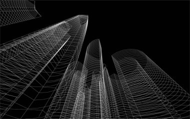 3d mimari sanat, vektör illüstrasyonu