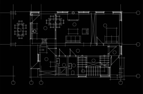 Esquema Proyecto Arquitectónico Ilustración Vectorial — Vector de stock