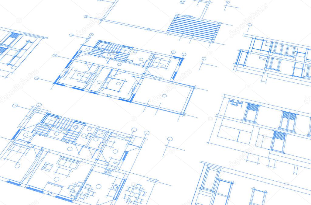 architectural project scheme, vector illustration