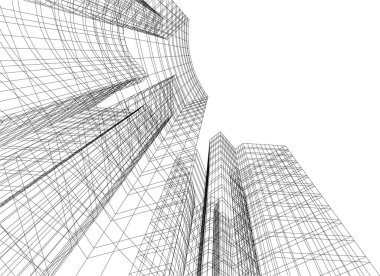 3d mimari sanat, vektör illüstrasyonu