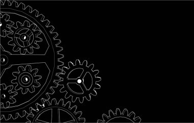 Mekanizma dişlilerinin 3d vektör çizimi 