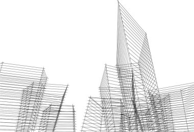 3d mimari sanat, vektör illüstrasyonu