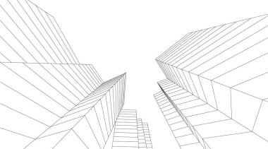 3d mimari sanat, vektör illüstrasyonu