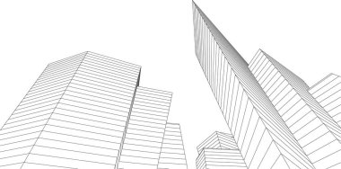 3d mimari sanat, vektör illüstrasyonu