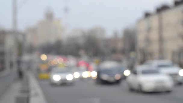 Onscherpe Beelden Van Bewegende Verkeerslichten — Stockvideo