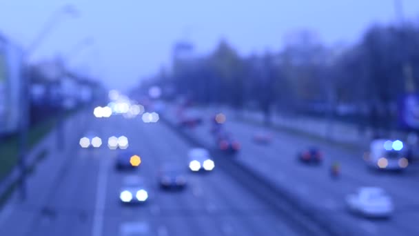 Onscherpe Beelden Van Bewegende Verkeerslichten — Stockvideo