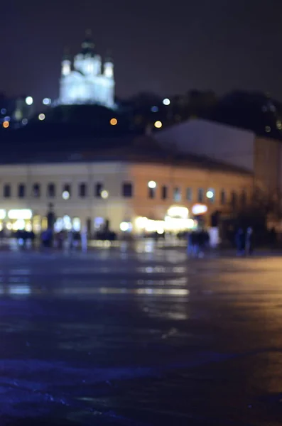 Неорієнтований Знімок Вечірньої Вуличної Сцени Києва — стокове фото