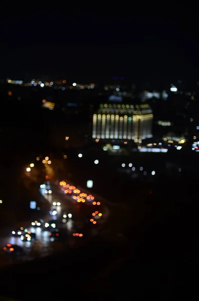 Εστιασμένη Λήψη Των Νυχτερινών Φώτων Kyiv — Φωτογραφία Αρχείου