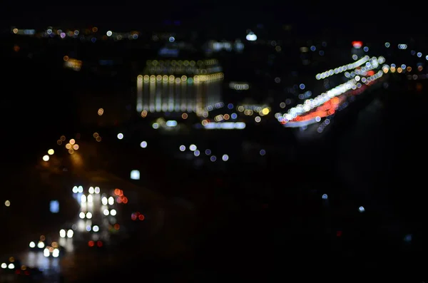 Tiro Desfocado Luzes Kyiv Noite — Fotografia de Stock