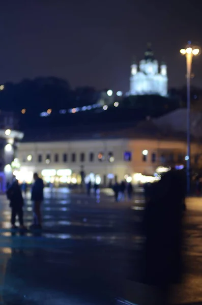 Неорієнтований Знімок Вечірньої Вуличної Сцени Києва — стокове фото