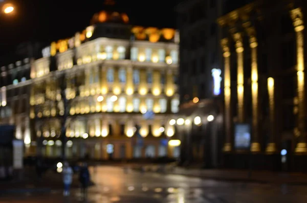 Plano Desenfocado Escena Calle Noche Kyiv — Foto de Stock