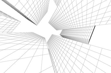 3d mimari sanat, vektör illüstrasyonu