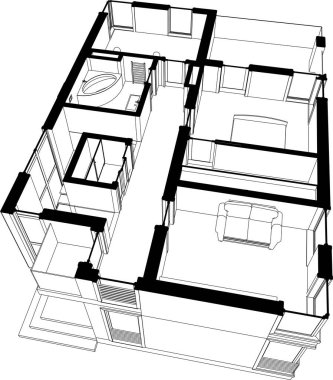 3d mimari sanat, vektör illüstrasyonu