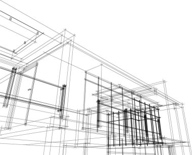 3d mimari sanat, vektör illüstrasyonu