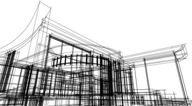 3d mimari sanat, vektör illüstrasyonu