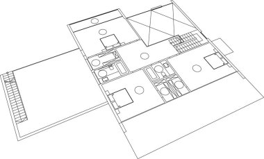3d mimari sanat, vektör illüstrasyonu