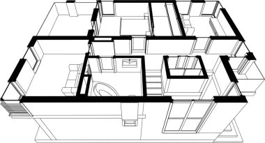 3d mimari sanat, vektör illüstrasyonu