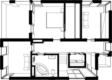 3d mimari sanat, vektör illüstrasyonu