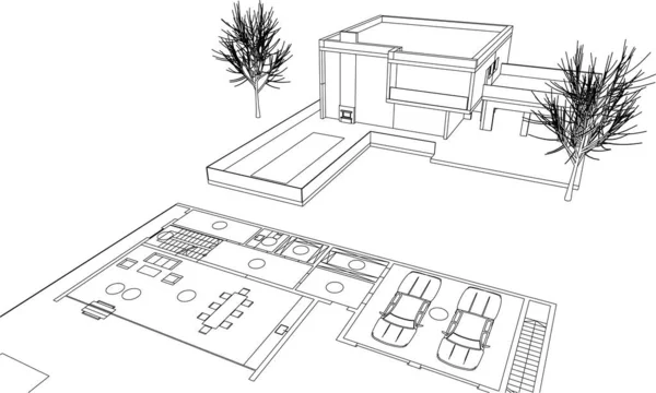 3D建築美術 ベクターイラスト — ストックベクタ