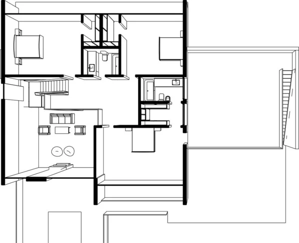 Arte Arquitectónico Ilustración Vectorial — Archivo Imágenes Vectoriales