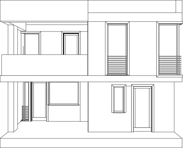 Arte Arquitectónico Ilustración Vectorial — Archivo Imágenes Vectoriales