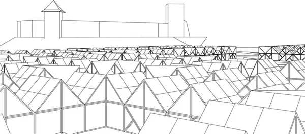 Arte Arquitectónico Ilustración Vectorial — Archivo Imágenes Vectoriales