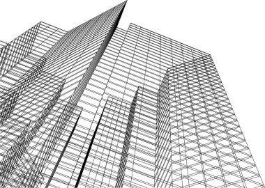 3d mimari sanat, vektör illüstrasyonu