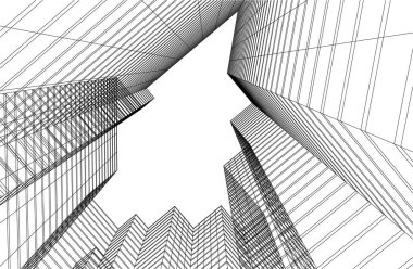 3d mimari sanat, vektör illüstrasyonu