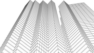 3d mimari sanat, vektör illüstrasyonu