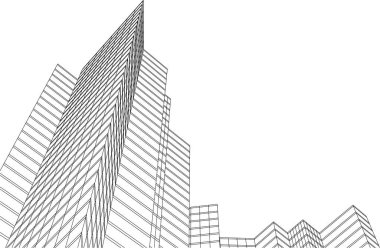 3d mimari sanat, vektör illüstrasyonu