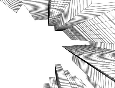 3d mimari sanat, vektör illüstrasyonu