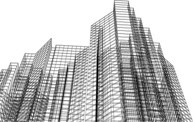 3d mimari sanat, vektör illüstrasyonu