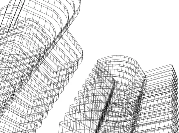 3D建築美術 ベクターイラスト — ストックベクタ