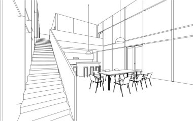 3d mimari sanat, vektör illüstrasyonu