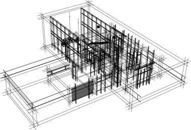 3d mimari sanat, vektör illüstrasyonu