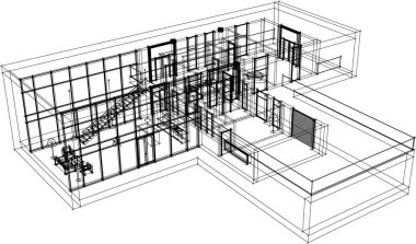 3d mimari sanat, vektör illüstrasyonu