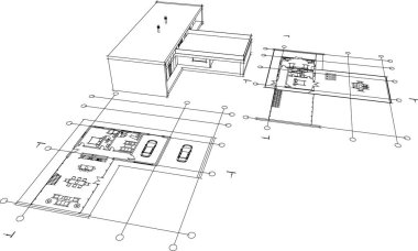 3d mimari sanat, vektör illüstrasyonu