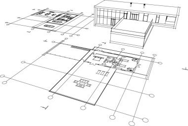 3d mimari sanat, vektör illüstrasyonu