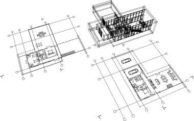 3d mimari sanat, vektör illüstrasyonu