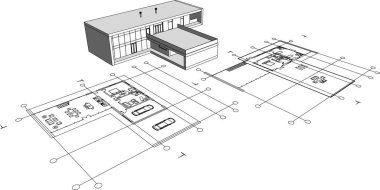 3d mimari sanat, vektör illüstrasyonu