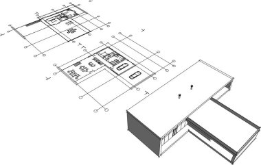 3d mimari sanat, vektör illüstrasyonu