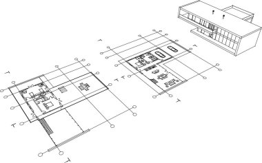 3d mimari sanat, vektör illüstrasyonu