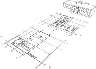 3d mimari sanat, vektör illüstrasyonu